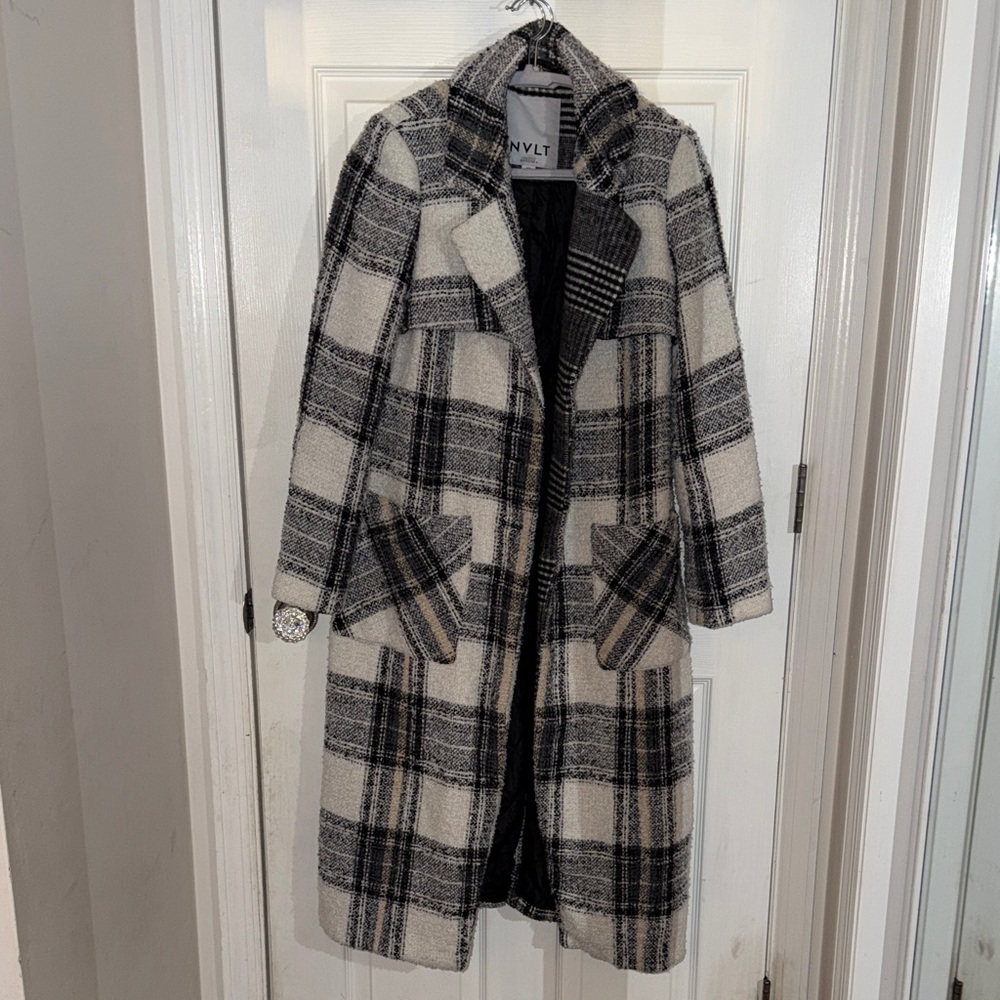 NVLT Black and White Plaid Coat